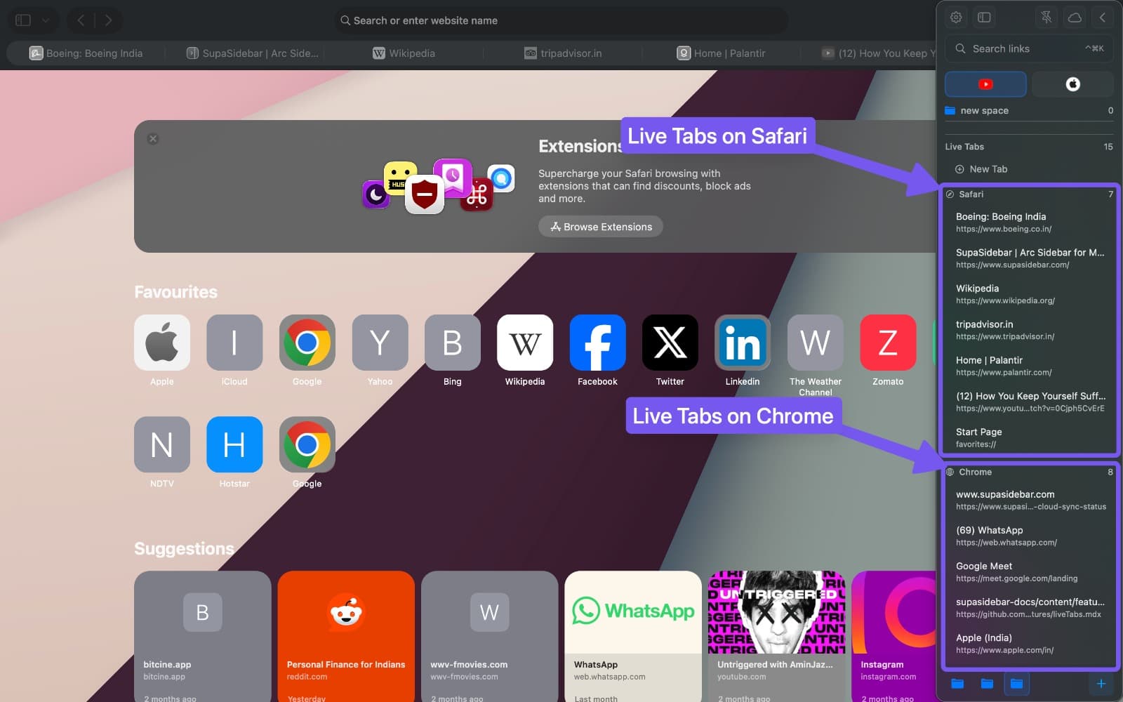 Live Tabs in Multiple Browsers