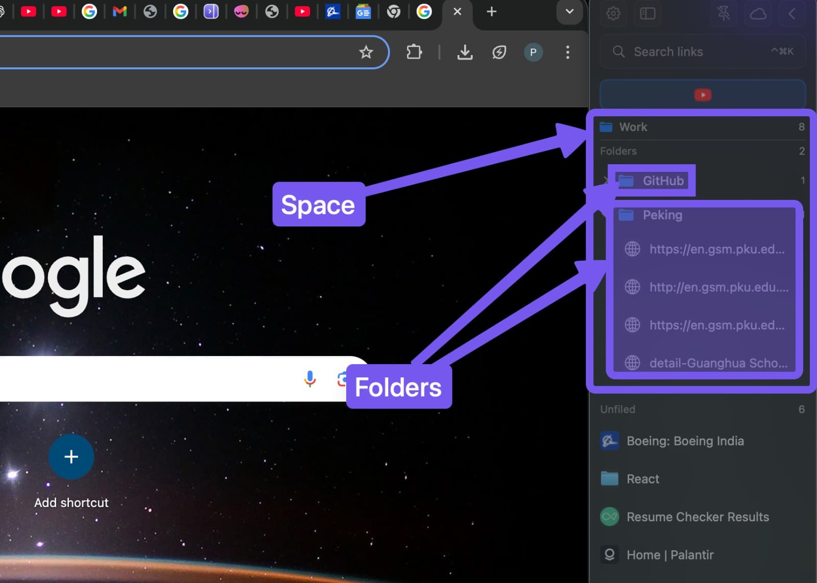 Space and folders