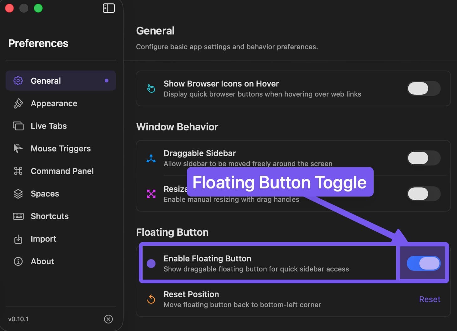 Floating Button Toggle