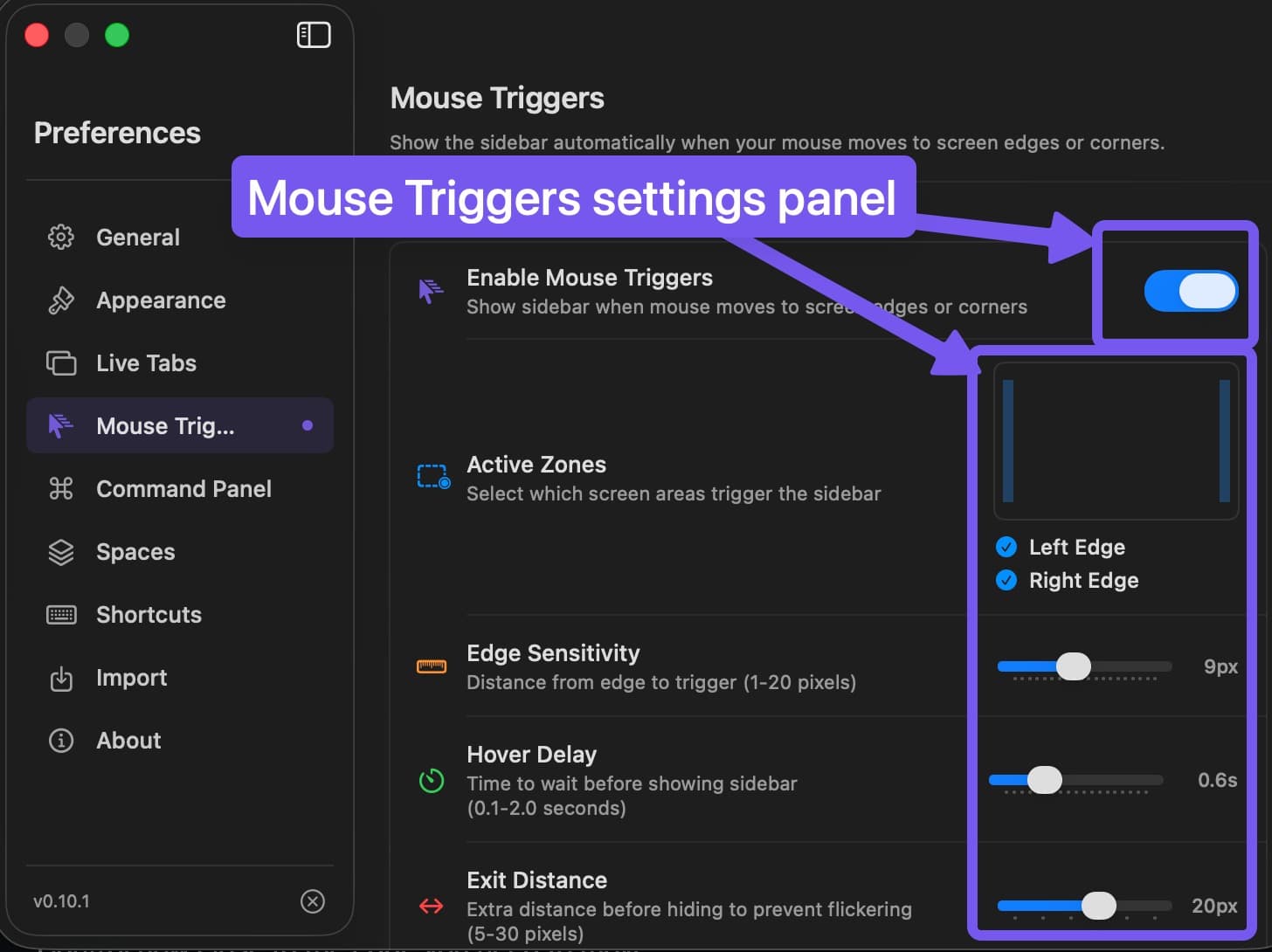 Mouse Trigger Settings